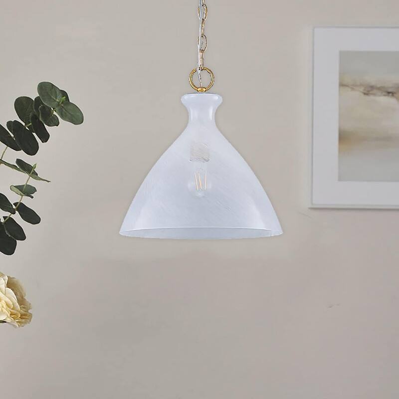 12” Island lights gold-cloudy white hanging lights glass, metal pendant light