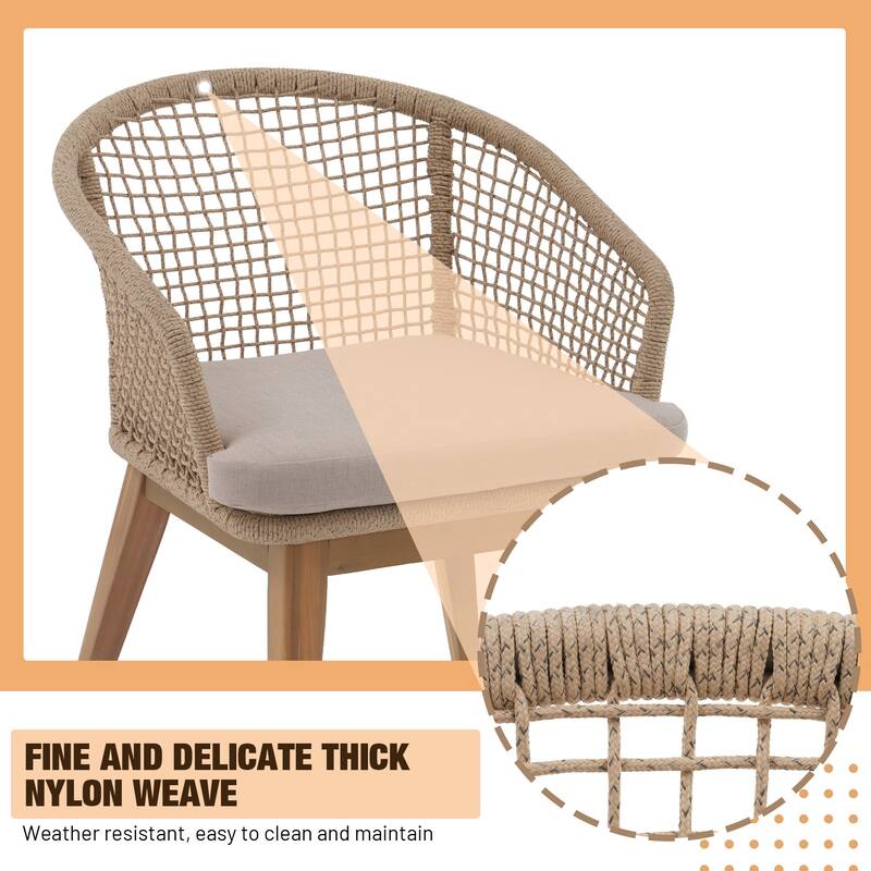 Outdoor Patio 9-Piece Dining Set With Rope-Woven Dining Chairs