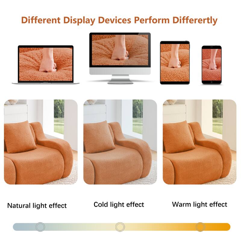 Anmytek Modern Plush 4-Seat Boneless Sofa - High-Quality Teddy Fabric, 32D High Density Sponge, No Assembly