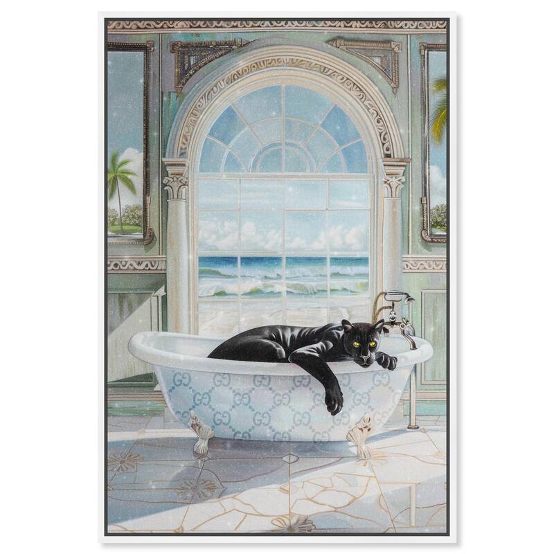 Panther Arch Bathroom Glam Canvas by Art Remedy - White - 24" x 36"