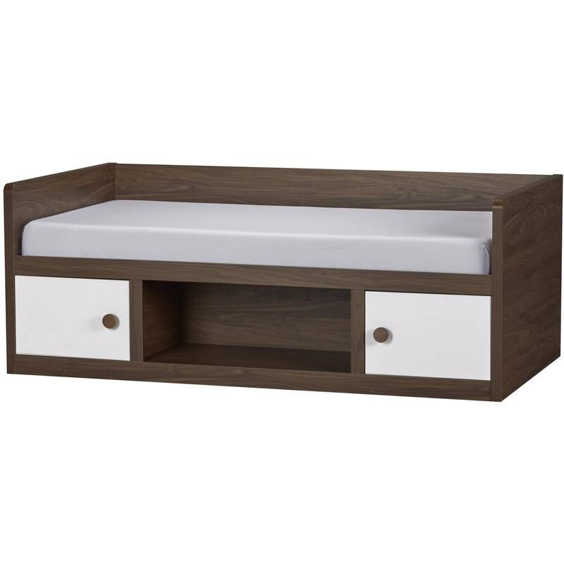 Roomfitters Sierra Ridge Terra Twin Size Daybed with Storage Drawers, Two-Tone Walnut and White Finish