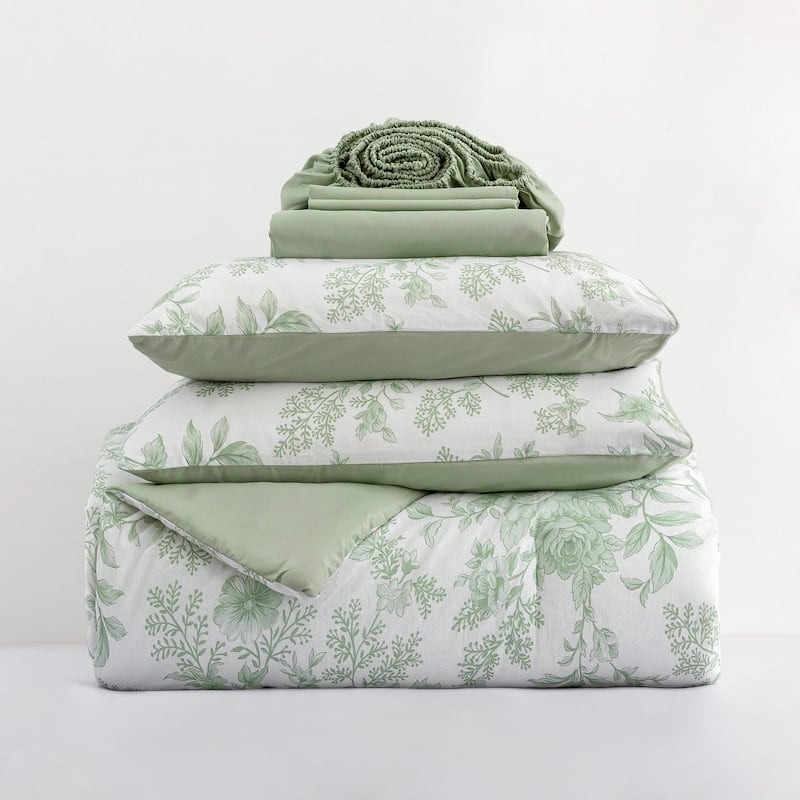 Wonderful Floral Comforter Set Bag in A Bag 7 Piece Set
