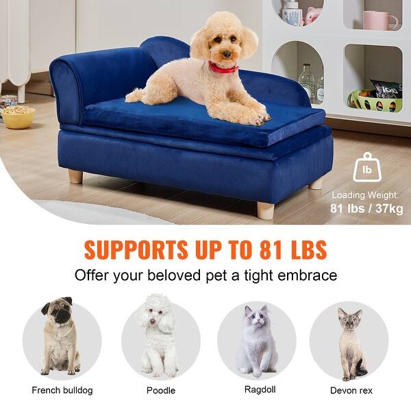 28 Inch Dog Sofa Couch Fo Small Pet, Low Back Moden Velvet