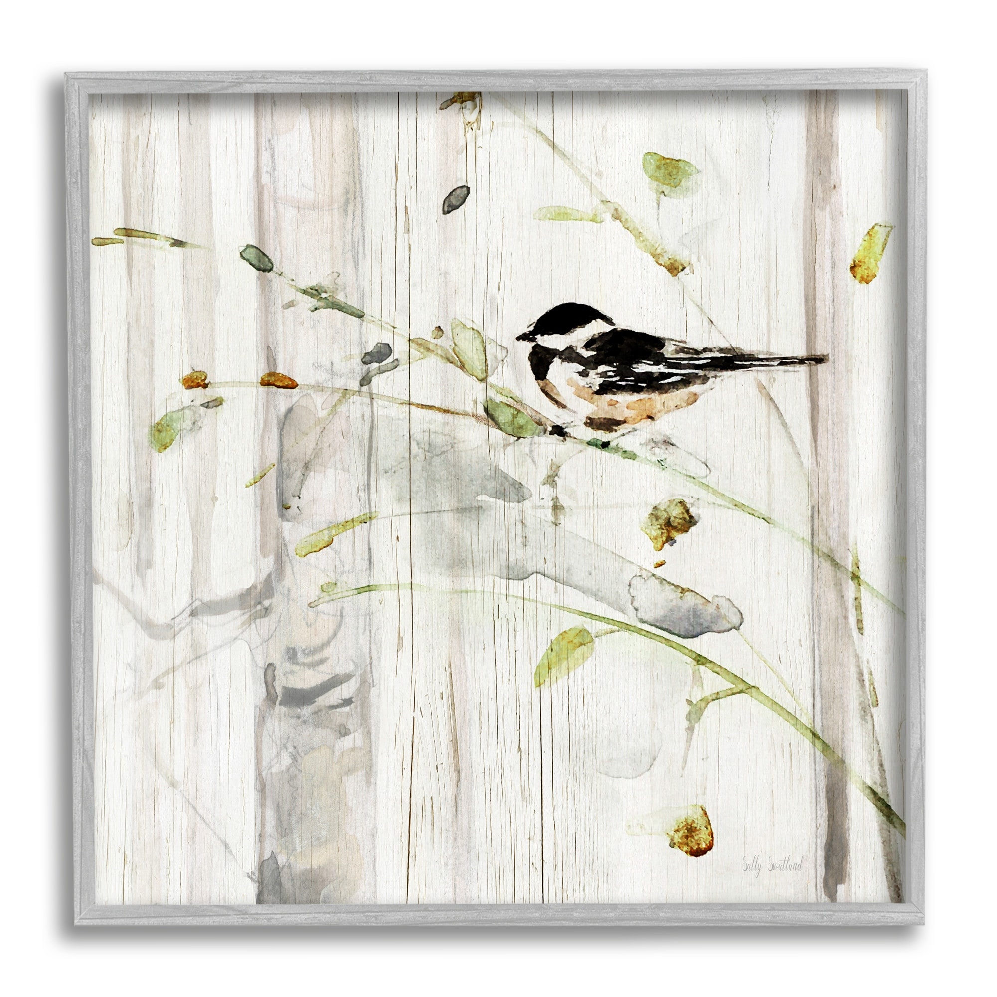 Stupell Cottage Bird Botanical Nature Framed Giclee Art by Sally Swatland