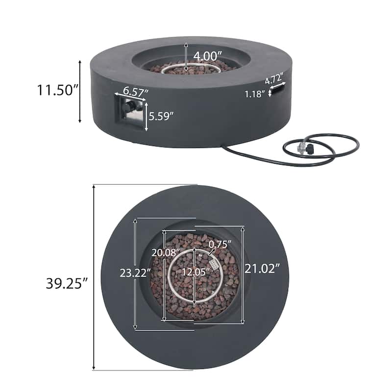 Aidan Outdoor 50,000 BTU Lightweight Concrete Circular Fire Pit (No Tank Holder) by Christopher Knight Home
