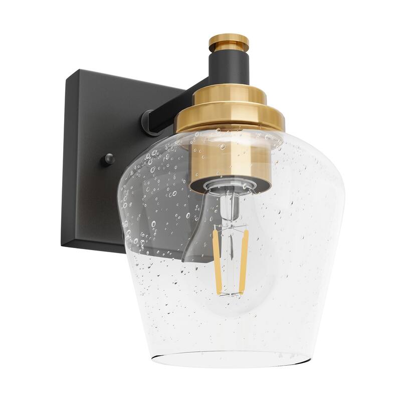 Modern 1-Light Matte Black Wall Sconce Fixture with Clear Glass Shade