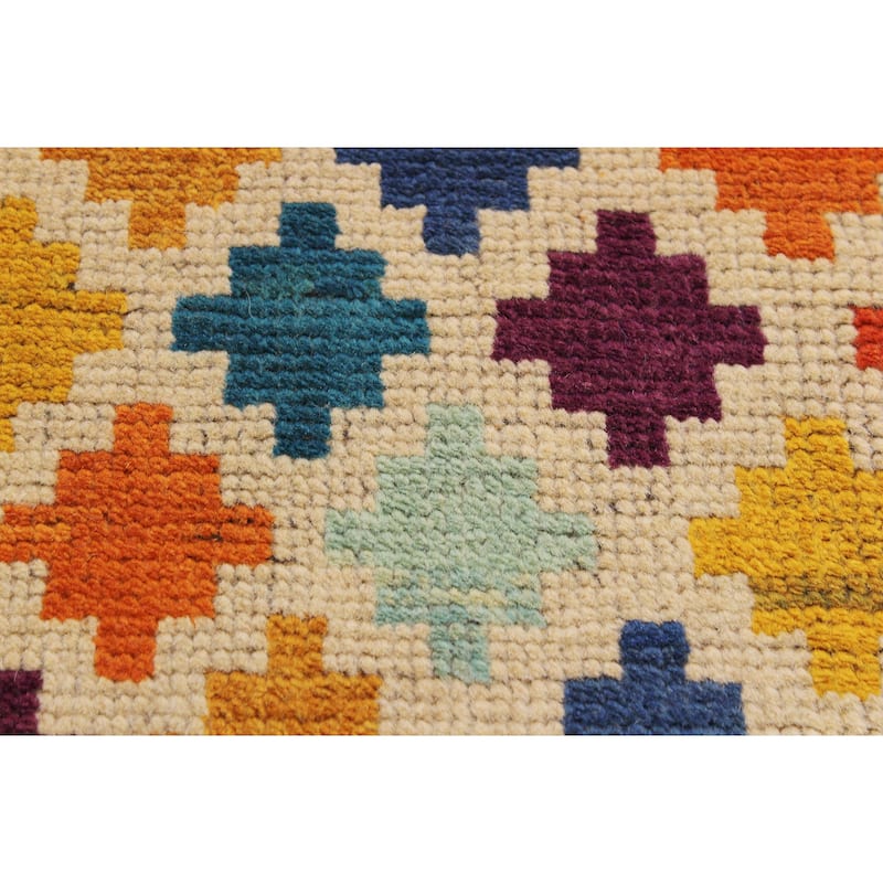 Eclectic Balochi Pace Beige/Blue Hand Knotted Wool Rug - 4'10'' x 6'6''