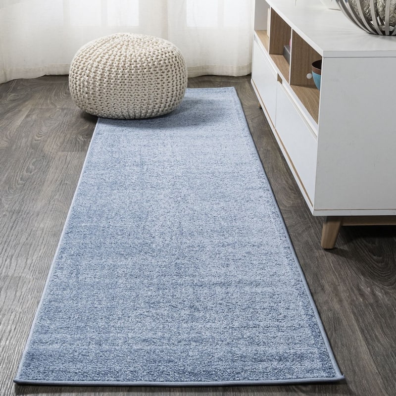 JONATHAN Y Tumbling Solid Low-Pile Area Rug - 2 X 10 - Classic Blue
