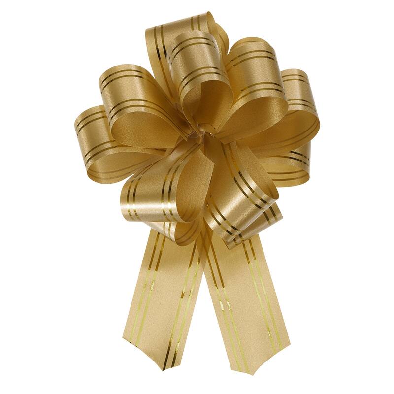 10pcs 4 Inch Large Pull Bow Metallic Gift Wrapping Bows with Gold Edge