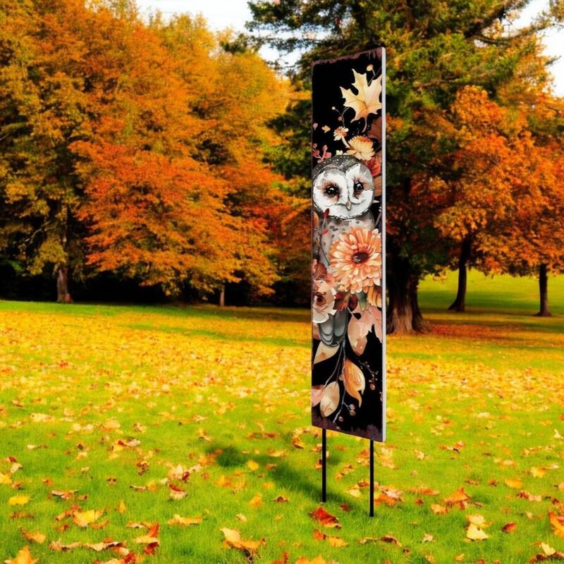 HomeRoots 42" Brown And White Solid Wood Owl Garden Stake - White/Brown - Wood