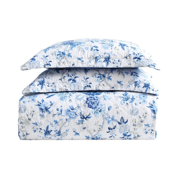 Laura Ashley Breezy Floral Cotton Reversible Quilt Set - On Sale