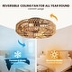 preview thumbnail 7 of 8, 19 In. Rattan Low Profile Ceiling Fan With Lights And Remote, Black Flush Mount Ceiling Fan Light