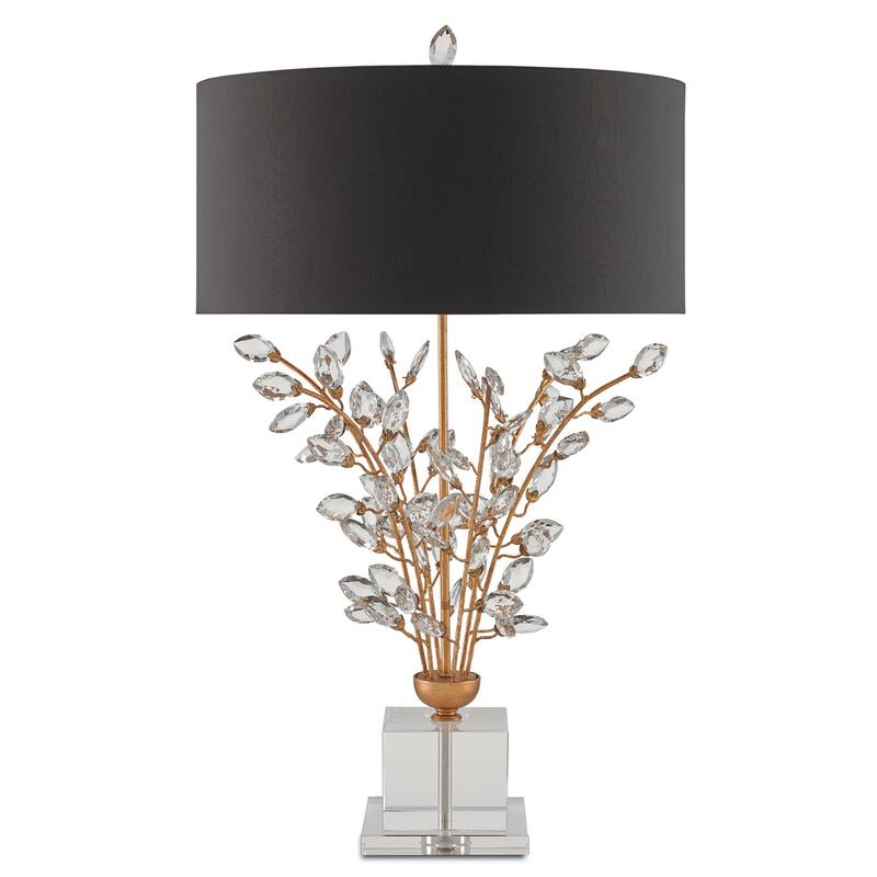 Currey & Company Forget-Me-Not Gold Table Lamp - 33.75"h x 19"dia - 33.75"h x 19"dia - Chinois Gold Leaf/Clear