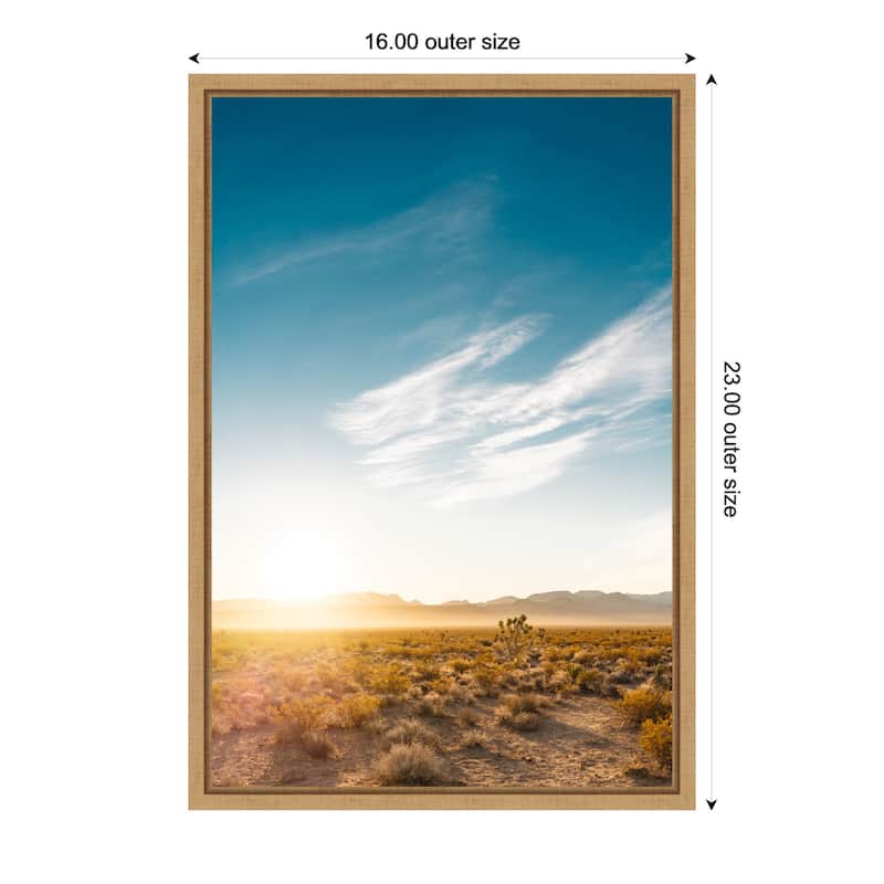Nevada Desert Sunrise by Bethany Young Framed Canvas Wall Art Print - Sylvie Natural - 16 x 23 in