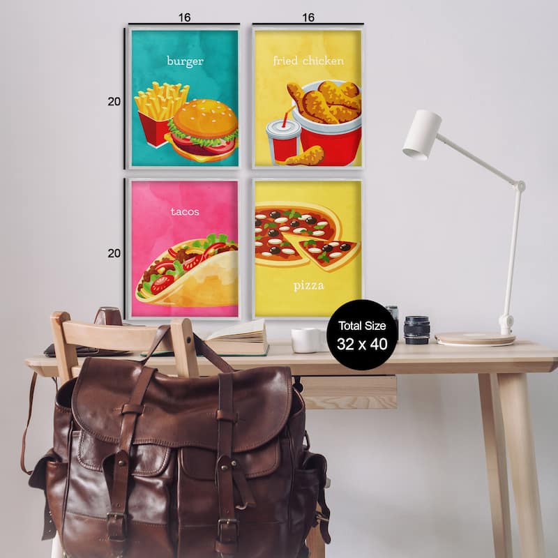 Stupell Delicious Fast Food Meals Framed Giclee Art Design By Kim Allen (Set of 4)