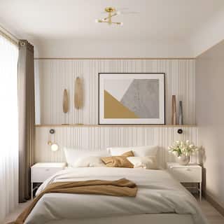 Arlo 14.25 in. 4-Light Brushed Gold Minimalist Semi Flush Mount with Bare Bulbs for Dining Rooms - 9