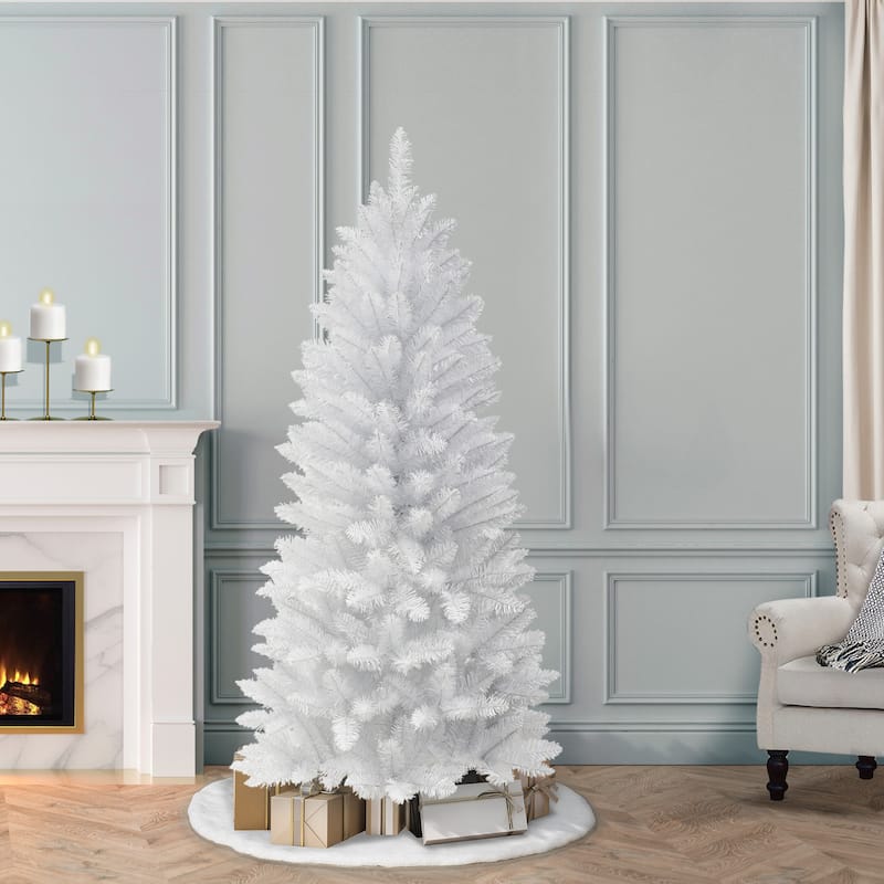 Puleo International 6 ft. Unlit White Carson Artificial Pine Tree - White