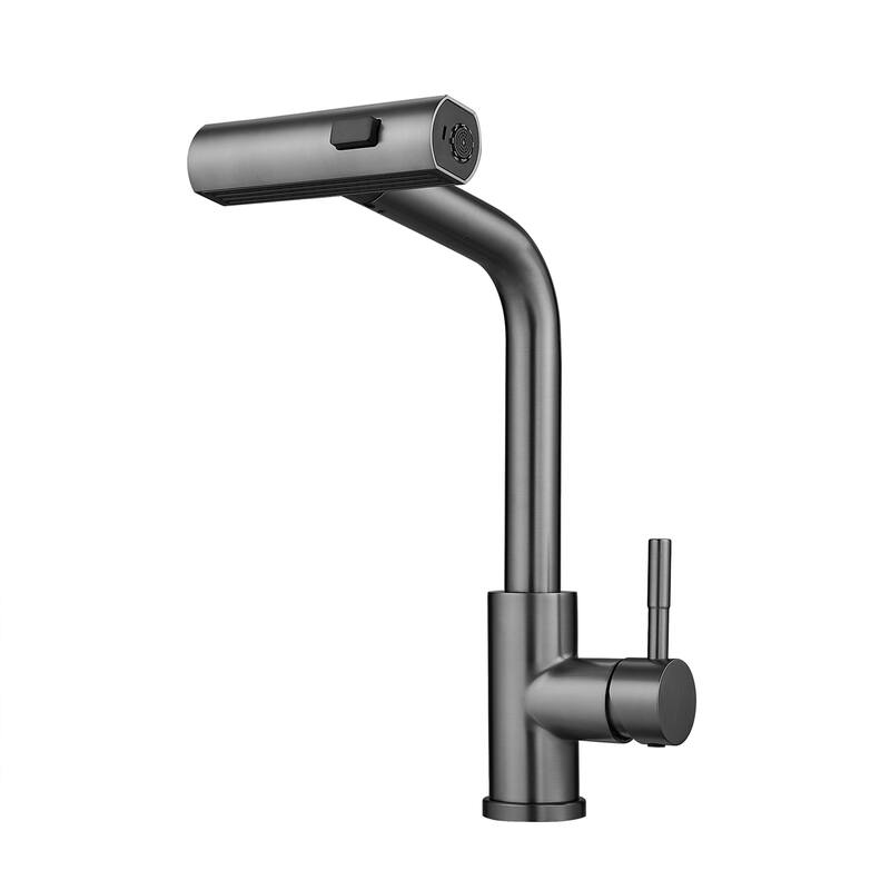 Waterfall Single Hole Kitchen Faucets with Soap Dispenser, Pull Down Sprayer and cUPC Supply Lines