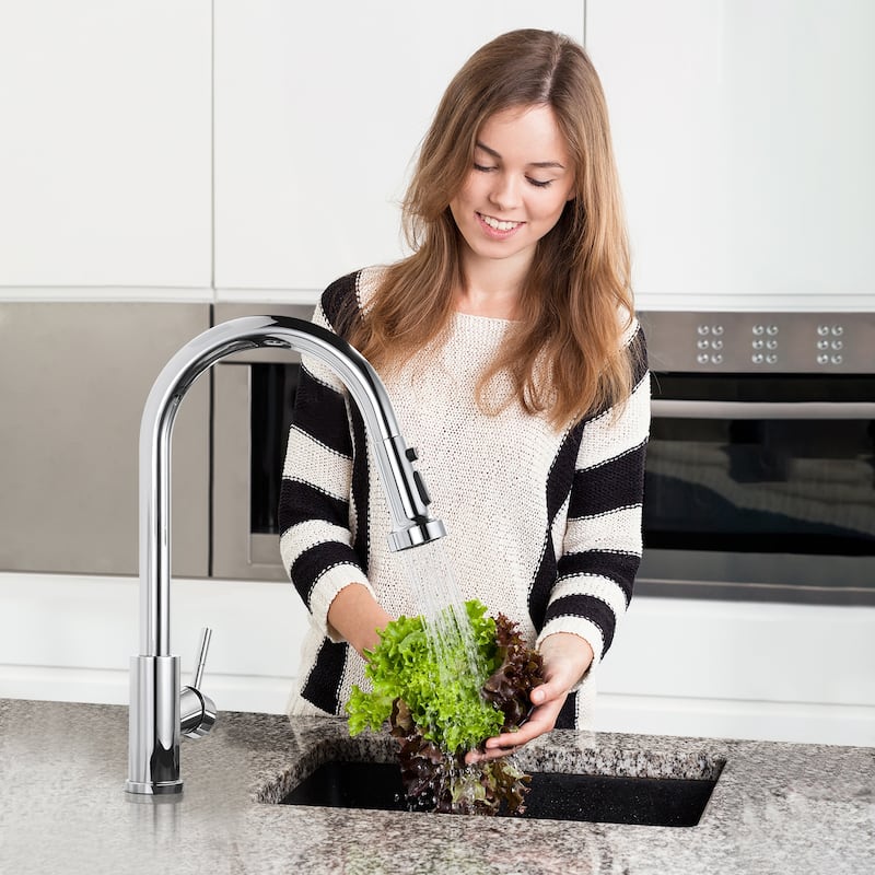 WOWOW Single Handle Pull Down Sprayer Kitchen Faucet