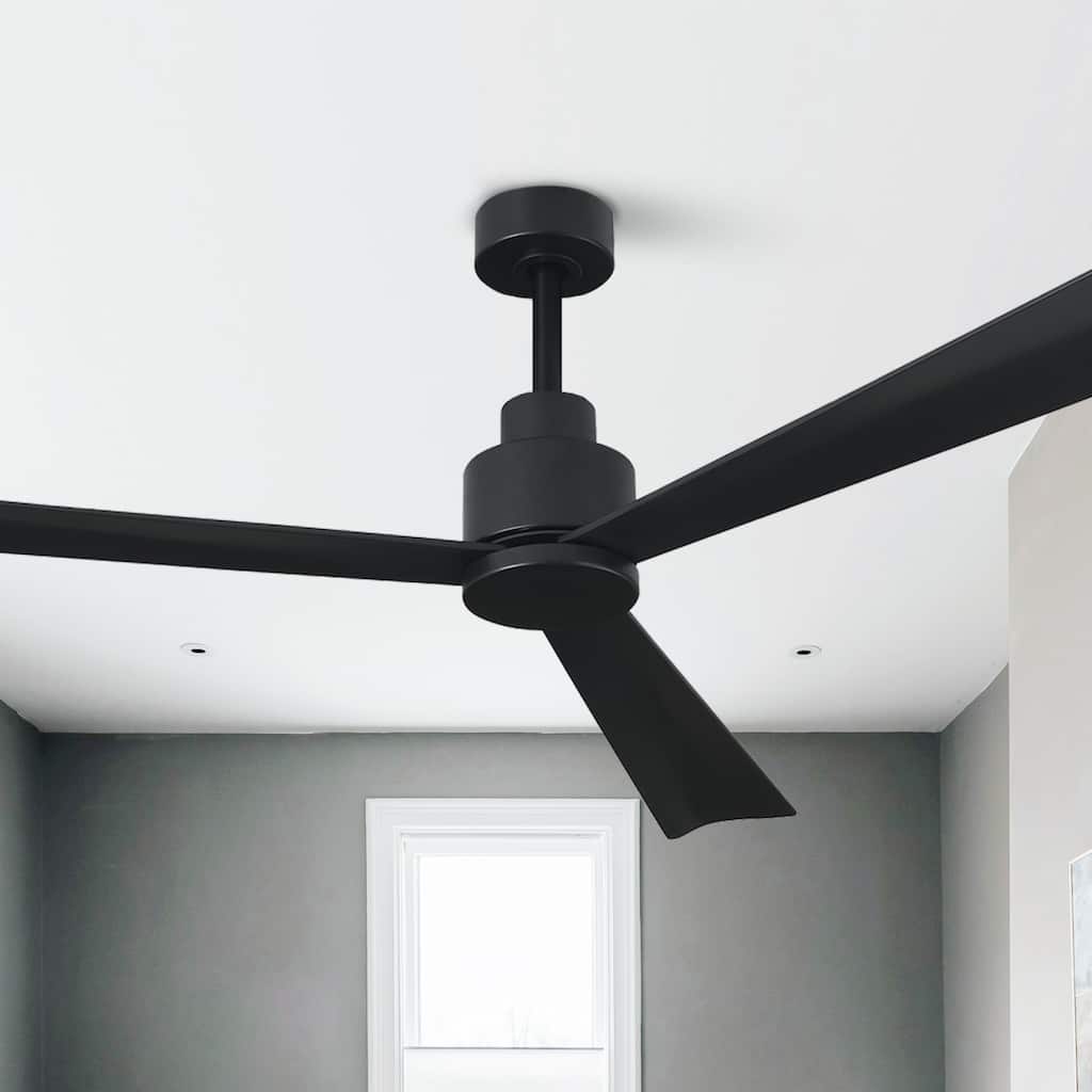 52-in Matte Black Industrial Reversible DC Motor Ceiling Fan without Light