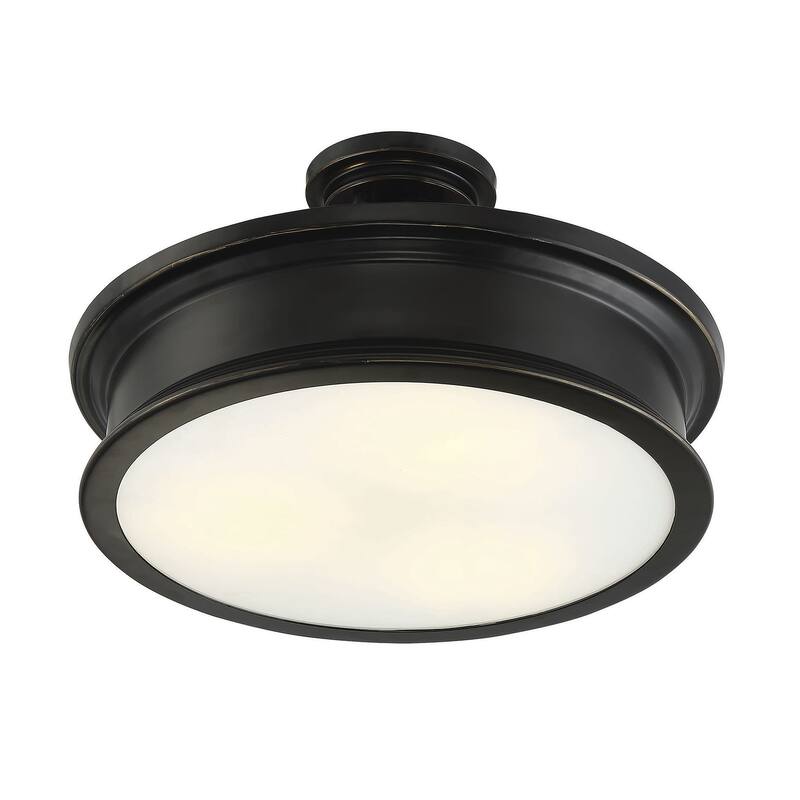 Savoy House Watkins 3 Light 16" Wide Semi-Flush Drum Ceiling Fixture