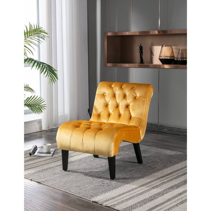 Velvet Tufted Armchair, Upholstered Barrel Chair, for Living Room