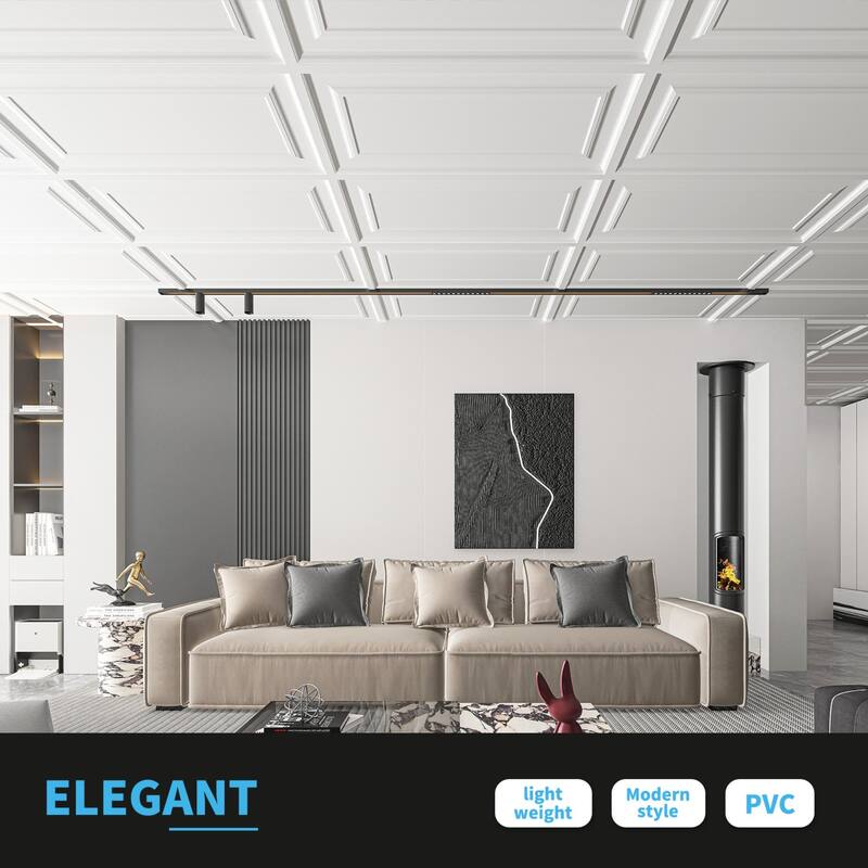 Art3d 12-Piece PVC 3D Ceiling Tiles Wall Panels, Minimalist Classic Style
