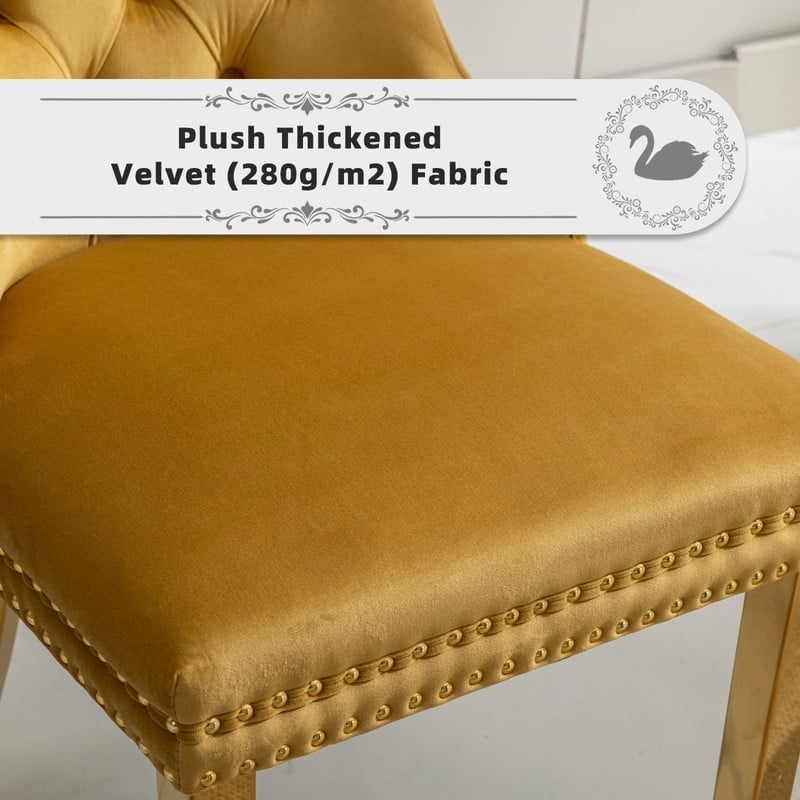 Tufted Naliheads Solid Wood Upholstered Dining Chairs (Set of 4)