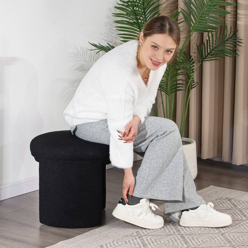 Adeco Ottoman Small Teddy Low Foot Stool Vanity Stool