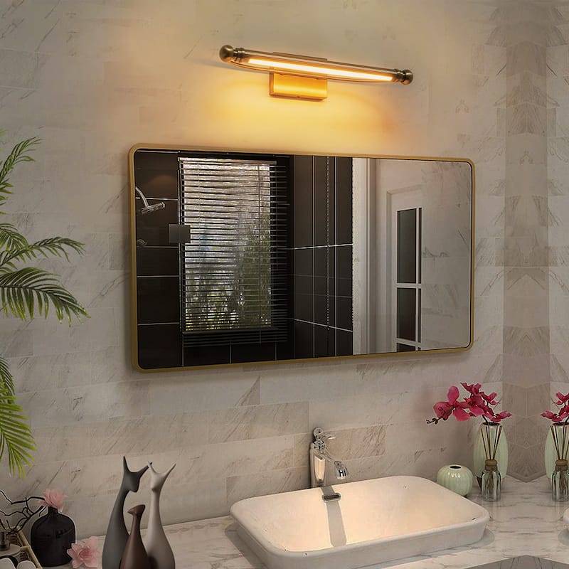 25.2" W Vintage Aged Green Patina 3000K Dimmbale LED Vanity Light with Adjustable Arm for Bathroom