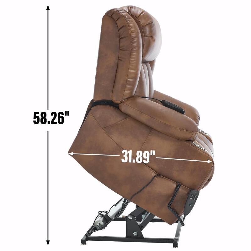 Dual Motor Infinite Position Up to 350 LBS Leatherair Power Lift Recliner Chair