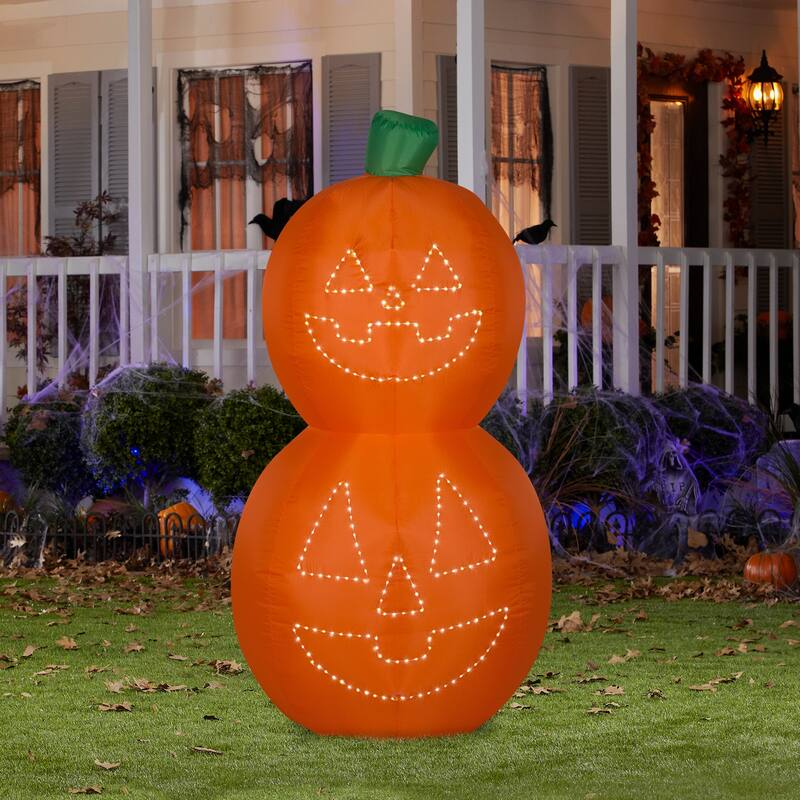 Halloween 5.5 ft. H Airblown Inflatable Jack-O-Lantern Pumpkin Stack w/White Lights
