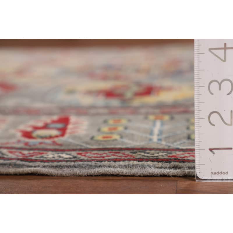 All-Over Gray Kazak Oriental Area Rug Handmade Bedroom Wool Carpet - 6'5" x 9'10"