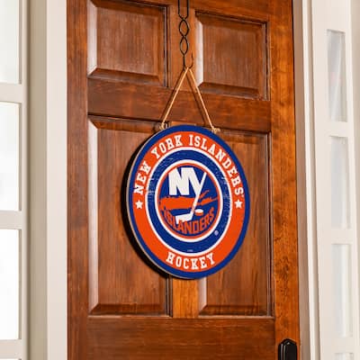 New York Islanders Wooden Door Decor Wall Sign - Multi-Color