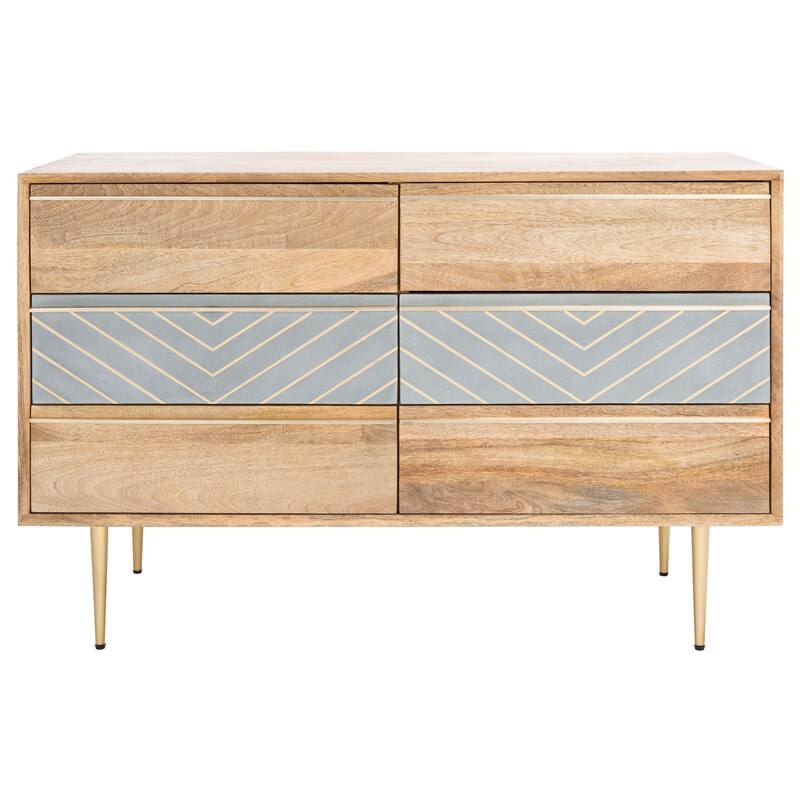 SAFAVIEH Couture Hindrike Cement 6-Drawer Dresser - Cement/Natural