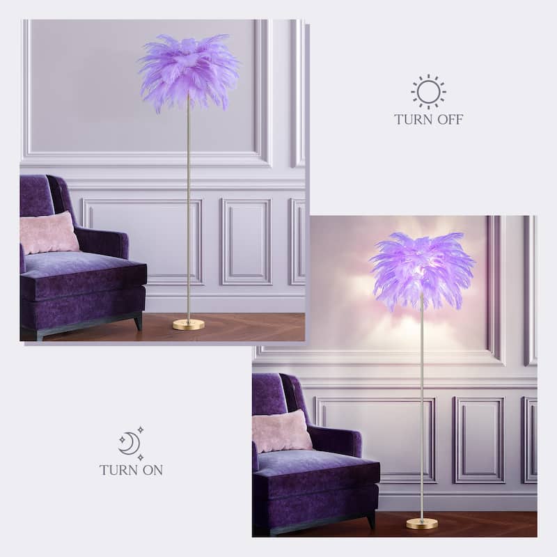 63 Inch Feather Tripod Floor Lamp With Bulbs