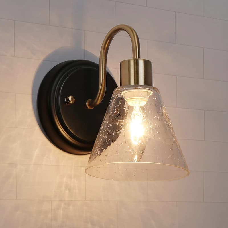 Zenith Modern Transitional 1-light Wall Sconce Black Gold LED Dimmable Bathroom Vanity Light - Black&Gold