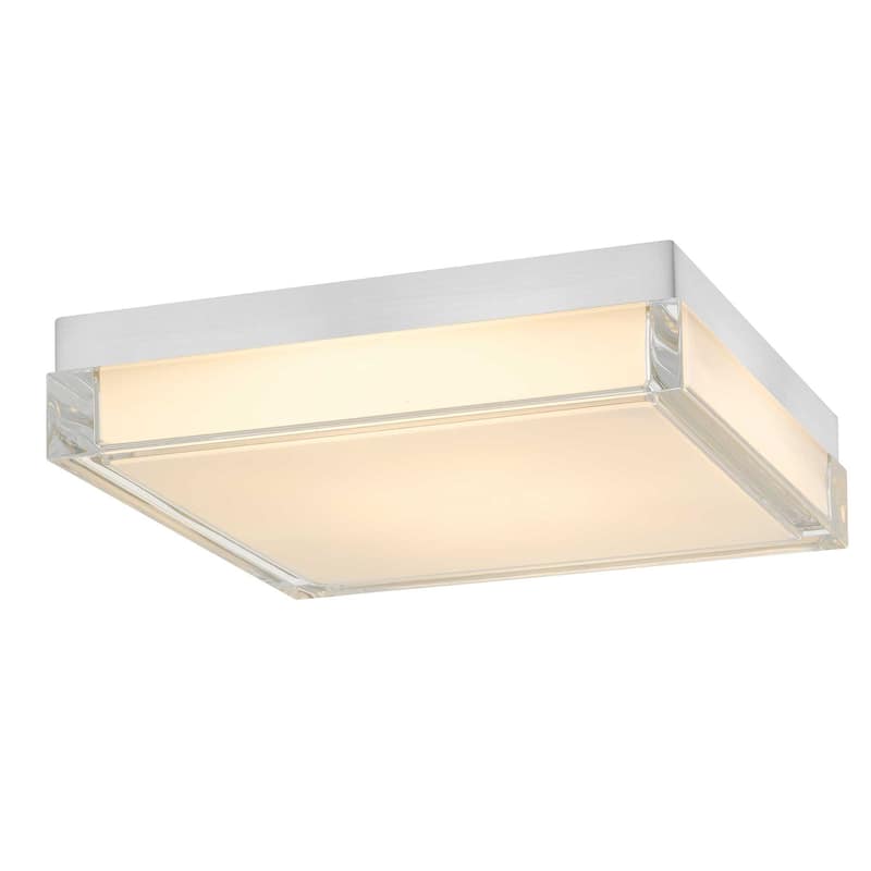 11 Inch Square Flush Mount Integrated LED Light Dimmable 3 Color Temperatures Acrylic Diffuser - Chrome