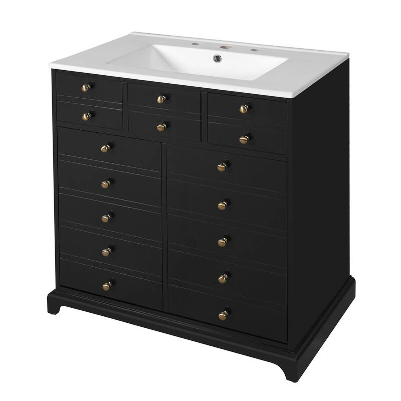 Sturdy and Stylish Bathroom Vanity with Abundant Storage and Soft-Closing Mechanism