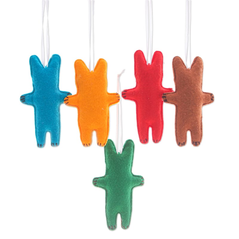 Novica Handmade Bear Imagination Felt Ornaments (Set Of 5)