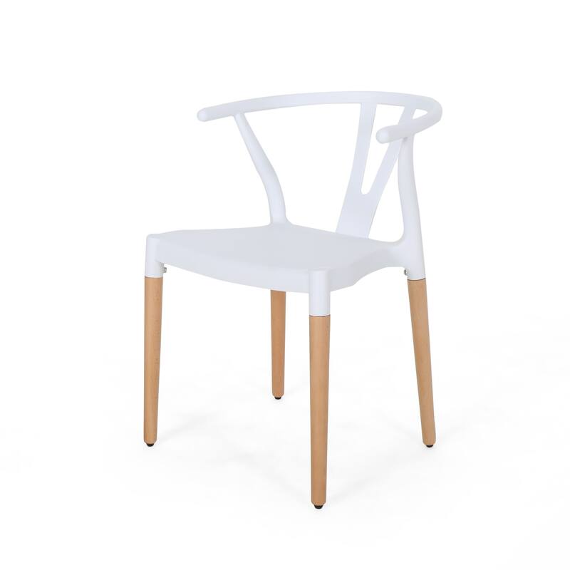 Classic Plastic Dining Chair with Special Design Open Back(Set of 2)