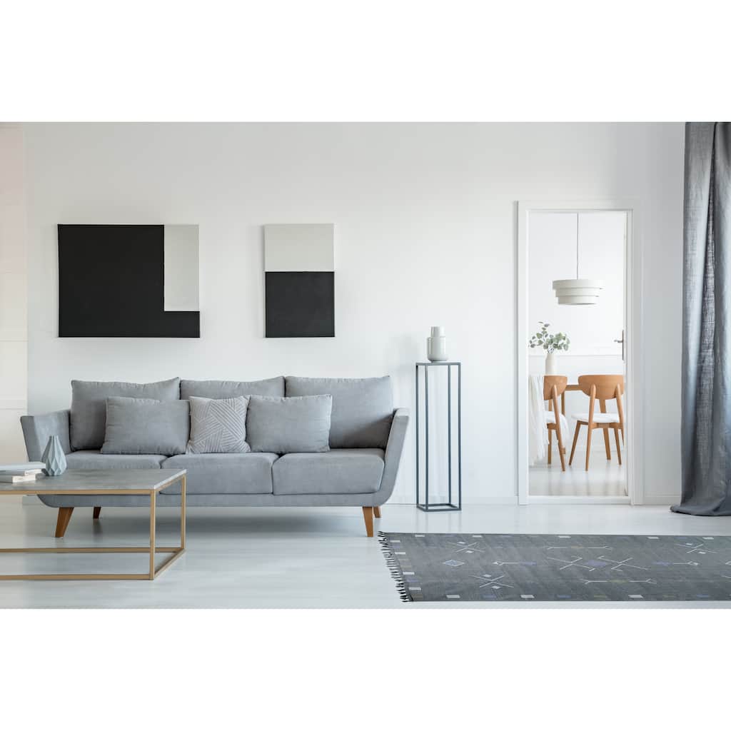 Hand-Knotted Cotton Flat Weave Rug, Grey, Stylish and Durable Area Rug for Enhancing the Comfort and Aesthetic Appeal