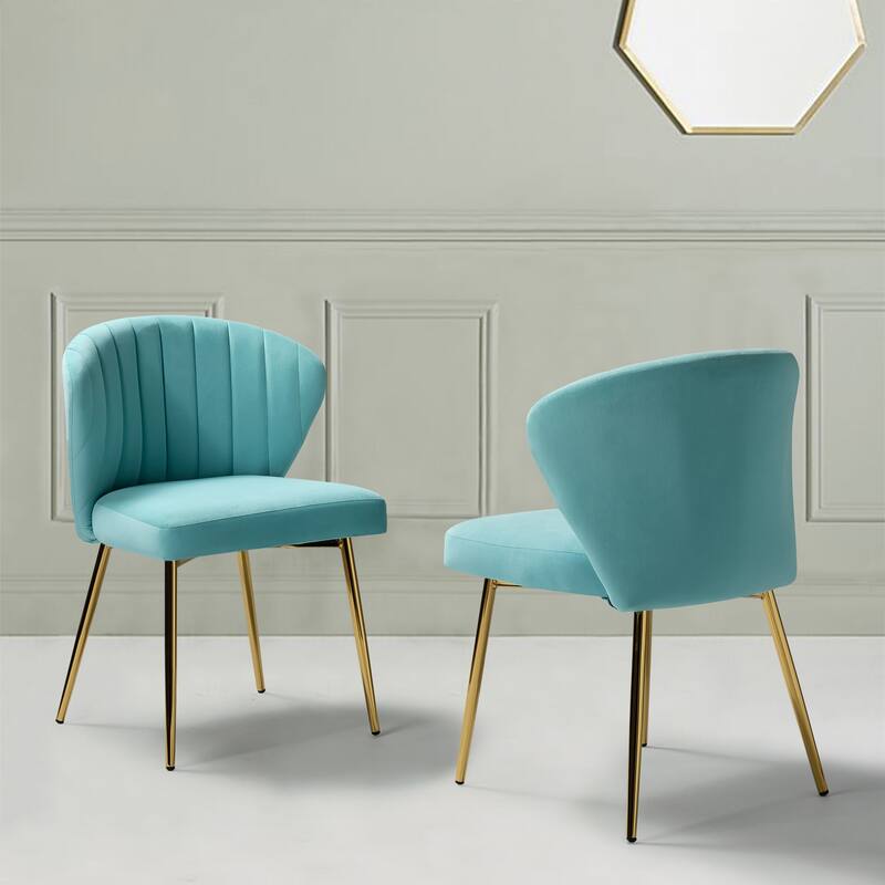 Barbara Contemporary Upholstered Side Chair with Small Base Set of 2 by HULALA HOME - SAGE