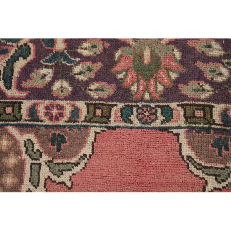 Pink Tabriz Persian Vintage Area Rug Handmade Wool Carpet - 6'8" x 9'10"