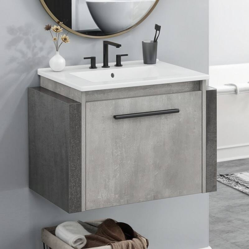 Moasis Wall Mounted Bathroom Vanity Cabinet with Ceramic Sink - 22.4" W
