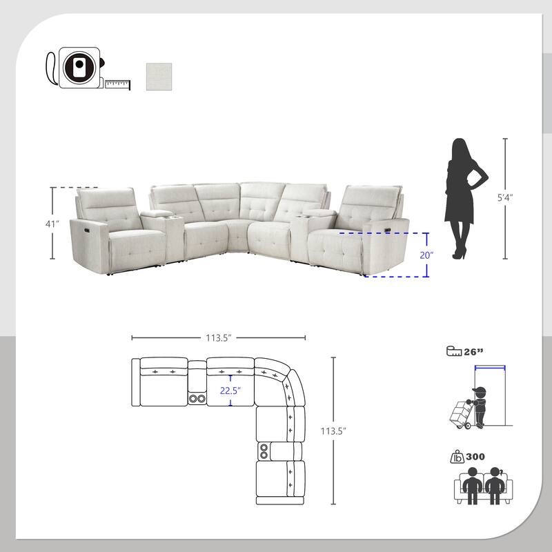 Autrey 7-Piece Fabric Modular Power Reclining Sectional
