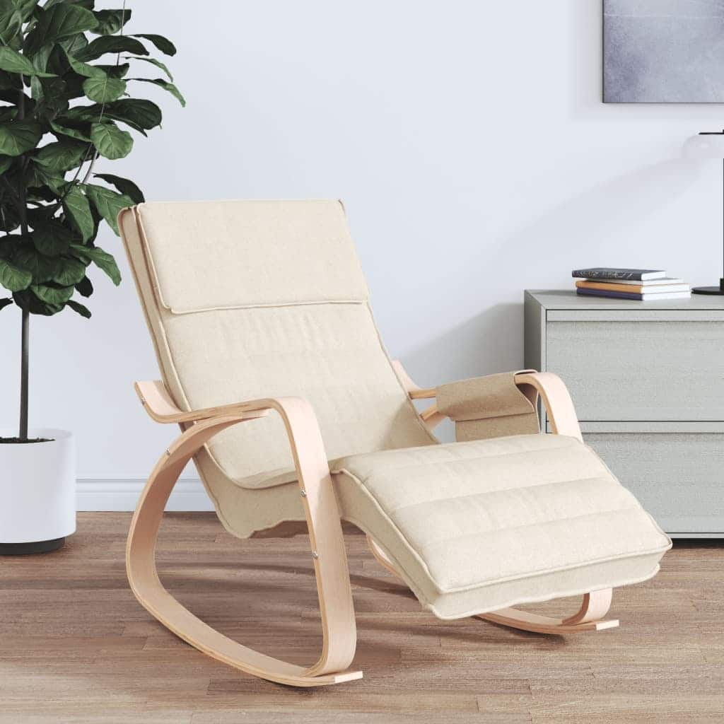 vidaXL Rocking Chair Cream Fabric - 26.4" x 31.5" x 34.6"