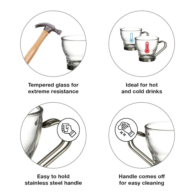 Bormioli Rocco Verdi Set of 4 Espresso Cups With Handle