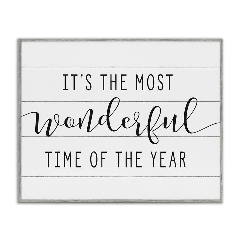 Stupell Holiday Most Wonderful Time Of The Year Framed Art, Design By Artist Lettered and Lined