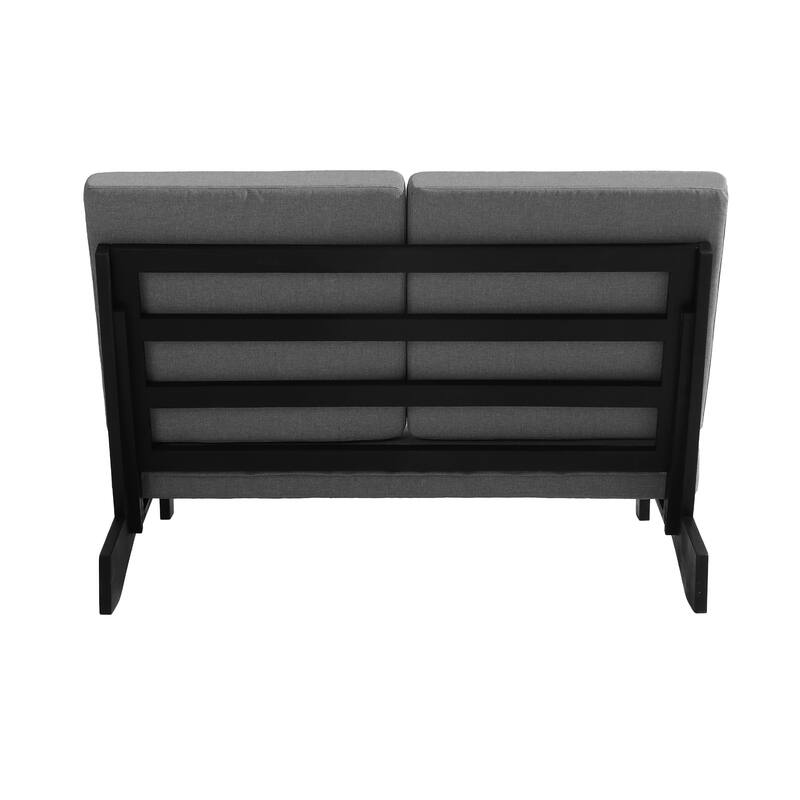 Outdoor Teak Wood Waterproof Armless Chair Loveseat with Cushions